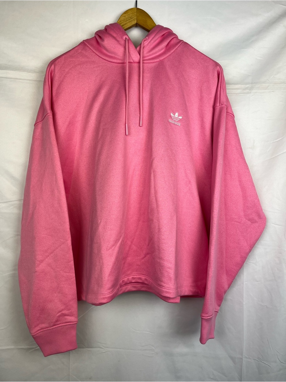 Adidas Originals Pink Trefoil Logo Hoodie Cropped Size L New